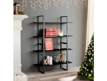 vidaXL Knižnica so 4 policami, čierna 100x30x140 cm, kompozitné drevo