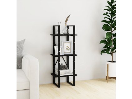 vidaXL Knižnica s 3 policami čierna 40x30x105 cm borovicový masív