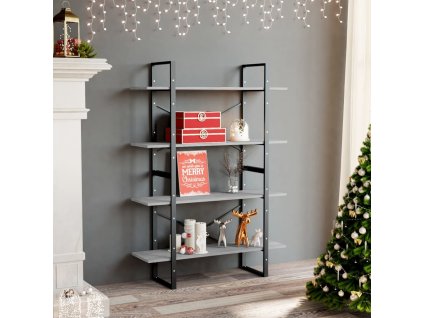 vidaXL Knižnica so 4 policami, betónová 100x30x140cm, kompozitné drevo