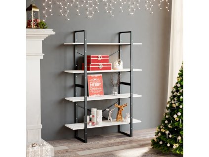 vidaXL Knižnica so 4 policami biela 100x30x140 cm masívna borovica