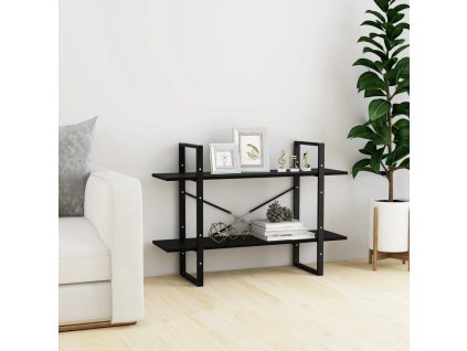 vidaXL Knižnica s 2 policami čierna 100x30x70 cm masívna borovica