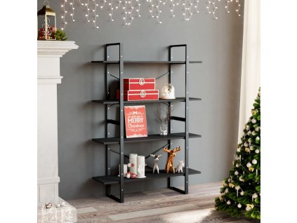 vidaXL Knižnica so 4 policami, sivá 100x30x140 cm, kompozitné drevo