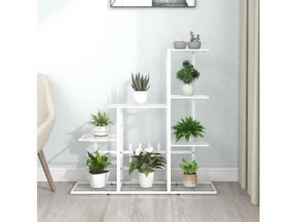 vidaXL Stojan na kvety 94,5x25x88 cm biely kovový