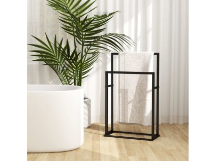 vidaXL Voľne stojaci vešiak na uteráky, čierny 48x24x78,5 cm, železo