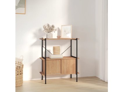 vidaXL 3-poschodová polica so skrinkou 80x40x92 cm oceľ a sprac. drevo