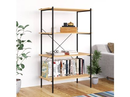 vidaXL 4-poschodový policový regál čierny a dubový 80x40x130 cm