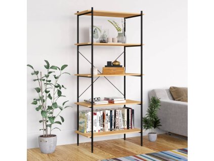 vidaXL 5-poschodový policový regál čierny a dubový 80x40x163 cm