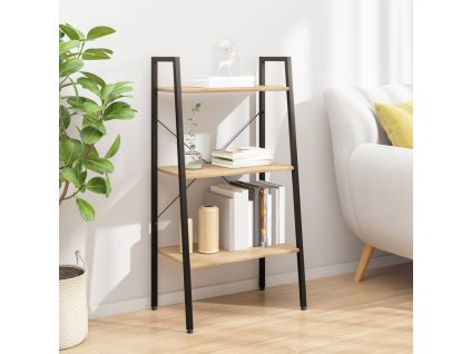 vidaXL 3-poschodová rebríková polica bledohnedá a čierna 56x35x108 cm