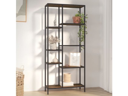vidaXL Knižnica 80x30x180 cm oceľ a sprac. drevo