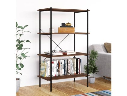 vidaXL Regál so 4 policami, čierny a prírodný 80x40x130 cm