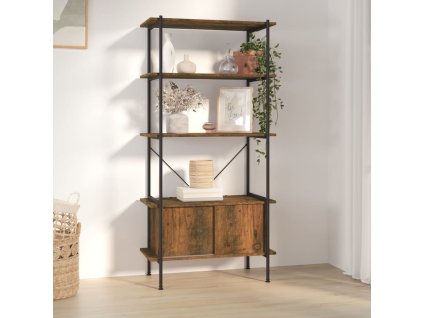 vidaXL 5-poschodová polica so skrinkou 80x40x163cm oceľ a sprac. drevo