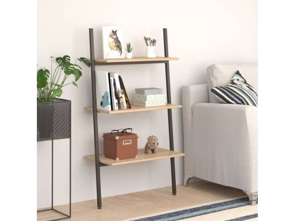 vidaXL 3-poschodová rebríková polica bledohnedá a čierna 64x34x116 cm