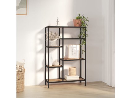 vidaXL Knižnica 80x30x120 cm oceľ a sprac. drevo