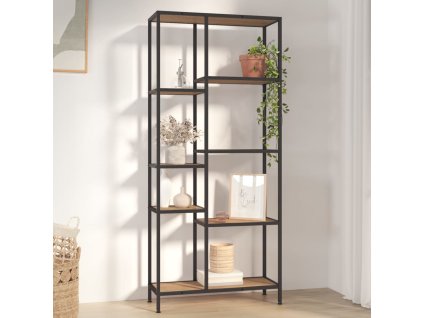 vidaXL Knižnica 80x30x180 cm oceľ a sprac. drevo