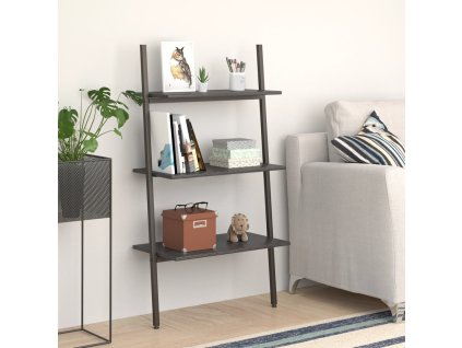 vidaXL Naklonený regál s 3 policami, čierny 64x34x116 cm