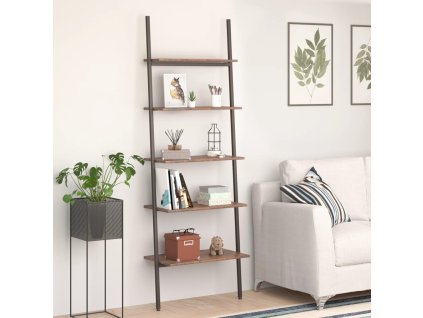 vidaXL Naklonený regál s 5 policami, tmavohnedo čierny 64x34x185,5 cm