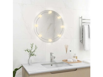 vidaXL Nástenné zrkadlo s LED svetlami okrúhle sklo