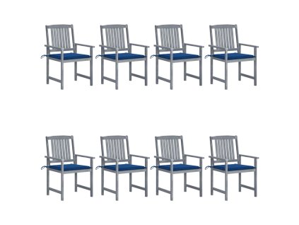 vidaXL Záhradné stoličky s podložkami 8 ks akáciový masív sivé