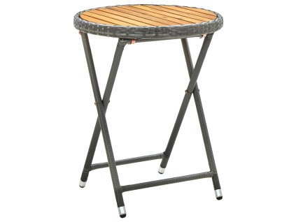 vidaXL Čajový stolík sivý 60 cm polyratan akáciový masív