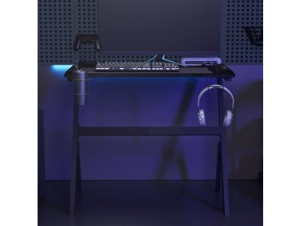 vidaXL Herný stôl LED v tvare Y čierny 90x60x75 cm