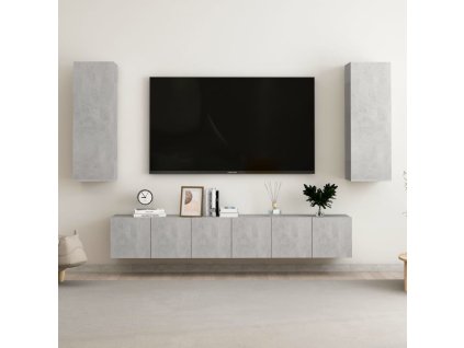 vidaXL 5-dielna súprava TV skriniek, betónovo sivá, kompozitné drevo