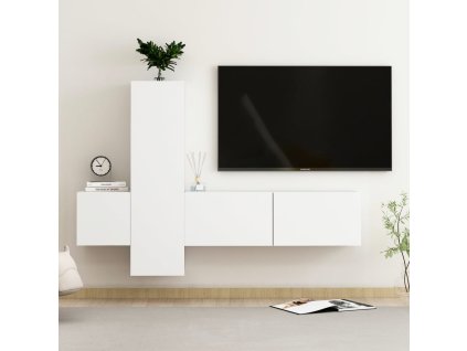 vidaXL 3-dielna súprava TV skriniek, biela, kompozitné drevo
