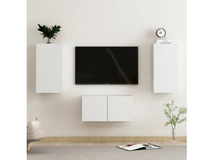 vidaXL 3-dielna súprava TV skriniek, biela, kompozitné drevo