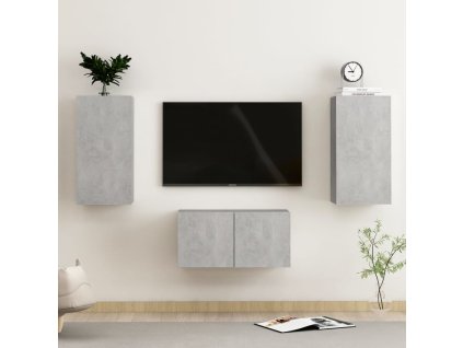vidaXL 3-dielna súprava TV skriniek betónovo-sivá drevotrieska