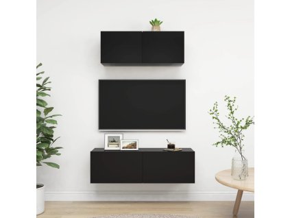 vidaXL 2-dielna súprava TV skriniek čierna kompozitné drevo