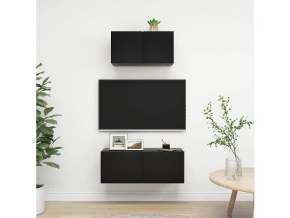 vidaXL 2-dielna súprava TV skriniek čierna kompozitné drevo
