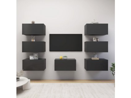 vidaXL TV skrinky 7 ks, sivé 30,5x30x60 cm, kompozitné drevo