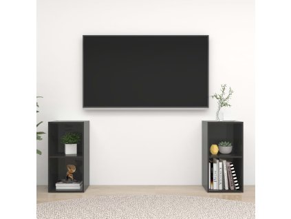 vidaXL TV skrinky 2 ks, lesklé sivé 72x35x36,5 cm, kompozitné drevo
