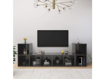 vidaXL TV skrinky 4 ks, lesklé sivé 72x35x36,5 cm, kompozitné drevo