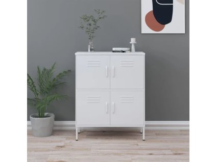 vidaXL Úložná skrinka biela 80x35x101,5 cm oceľ