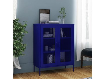 vidaXL Úložná skrinka námornícka modrá 80x35x101,5 cm oceľ