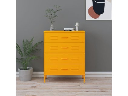 vidaXL Zásuvková skrinka horčicovo-žltá 80x35x101,5 cm oceľ