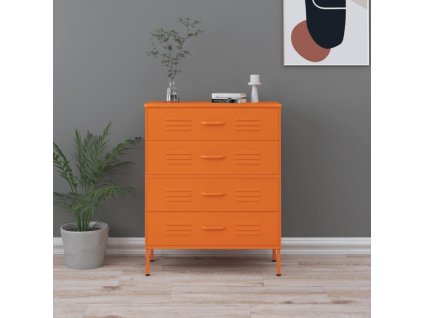 vidaXL Zásuvková skrinka oranžová 80x35x101,5 cm oceľ