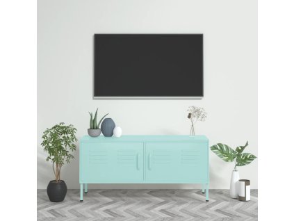 vidaXL TV skrinka mätovo-zelená 105x35x50 cm oceľ