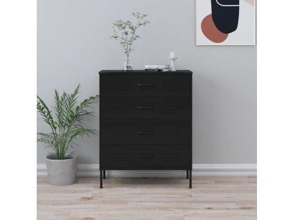 vidaXL Zásuvková skrinka čierna 80x35x101,5 cm oceľ