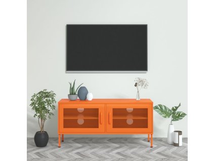 vidaXL TV skrinka oranžová 105x35x50 cm oceľ