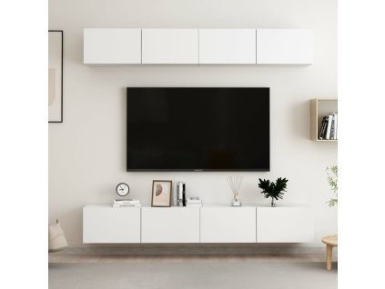 vidaXL TV skrinky 4 ks, biele 100x30x30 cm, kompozitné drevo