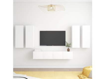 vidaXL 6-dielna súprava TV skriniek, biela, kompozitné drevo