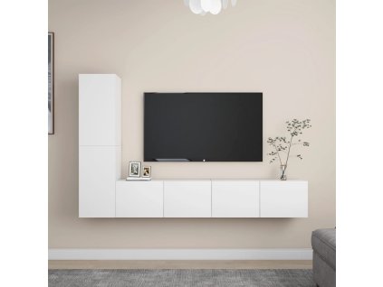 vidaXL 4-dielna súprava TV skriniek, biela, kompozitné drevo