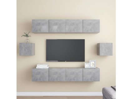 vidaXL 6-dielna súprava TV skriniek, betónovo sivá, kompozitné drevo