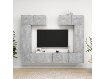 vidaXL 6-dielna súprava TV skriniek, betónovo sivá, kompozitné drevo