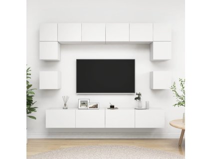 vidaXL Biela 8-dielna súprava TV skriniek zo spracovaného dreva