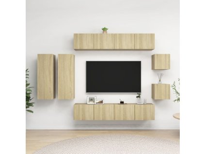 vidaXL 8-dielna súprava TV skriniek dub sonoma spracované drevo