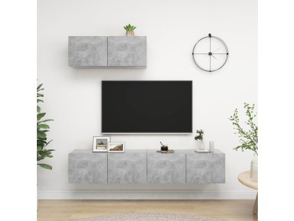 vidaXL TV skrinky 3 ks, betónovo sivé, kompozitné drevo