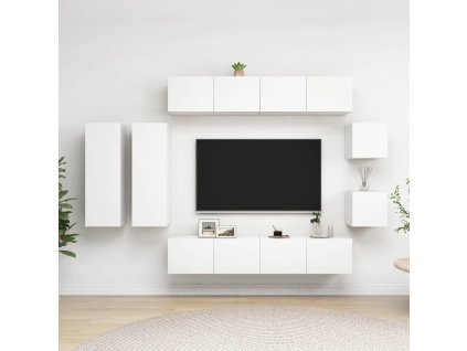 vidaXL 8-dielna súprava TV skriniek, biela, kompozitné drevo