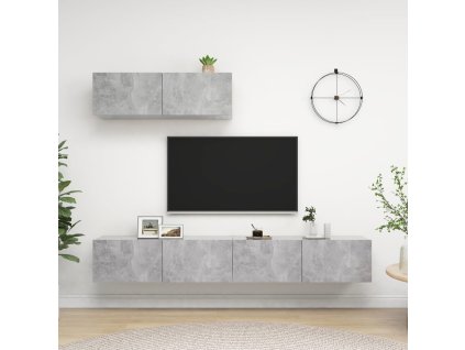 vidaXL TV skrinky 3 ks, betónovo sivé, kompozitné drevo